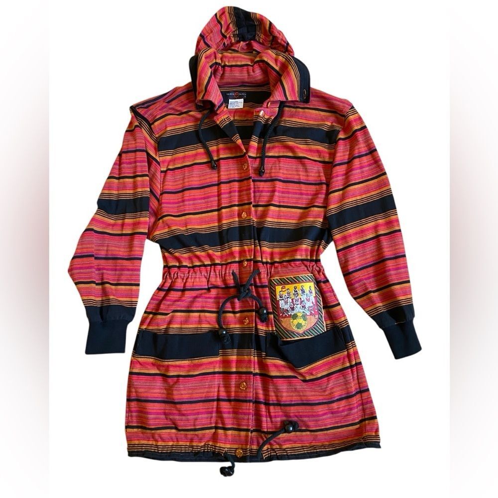 Vintage Palmer E Palmer Women’s Striped Hooded Sweatshirt Shirt Jacket Size S